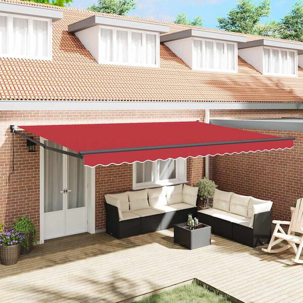 vidaXL Tenda Retrattile Rosso 500 &times; 300 cm Poliestere e Metallo