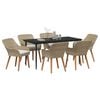 vidaXL Set da Pranzo per Giardino con cuscino 7 pcs Beige polyrattan