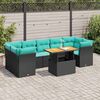 vidaXL Set Divano da Giardino 8 pz con Cuscini Nero in Polyrattan