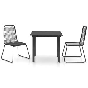 vidaXL Set da Pranzo da Giardino 3 pz in Rattan PVC Nero