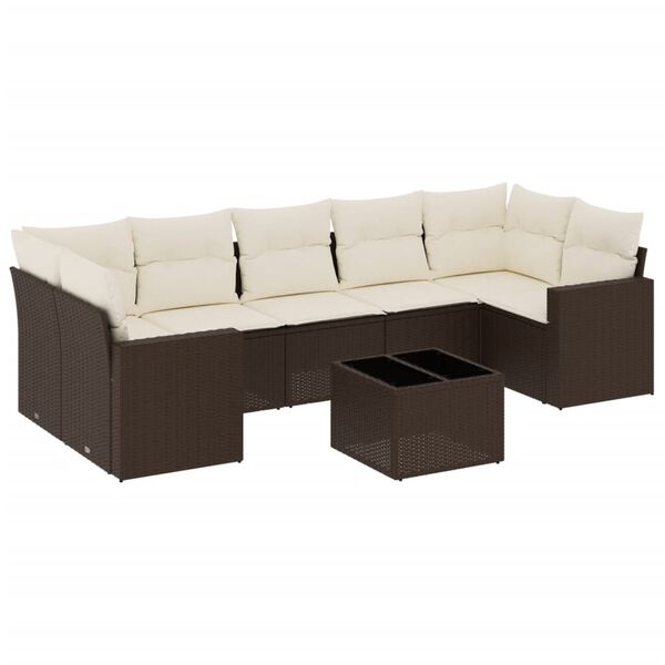 vidaXL Set Divani da Giardino 8 pz con Cuscini Marrone in Polyrattan