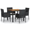 vidaXL Set da Pranzo da Giardino 5 pz Nero con Cuscini in Polyrattan