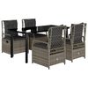 vidaXL Set da Pranzo da Giardino 5 pz con Cuscini in Polyrattan Grigio