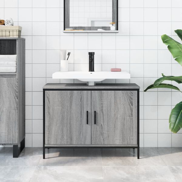 vidaXL Mobile Lavabo Bagno Grigio Sonoma 80x30x60 cm Legno Multistrato