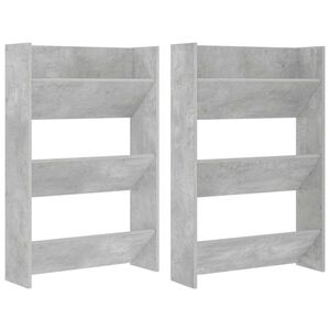 vidaXL Scarpiere Muro 2pz Grigio Cemento 60x18x90cm Legno Multistrato