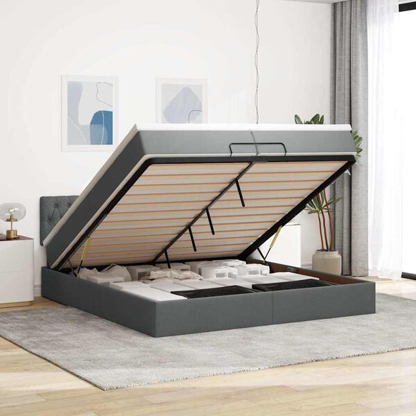 vidaXL Struttura Letto Pouf con Materassi 200x200 cm in Tessuto