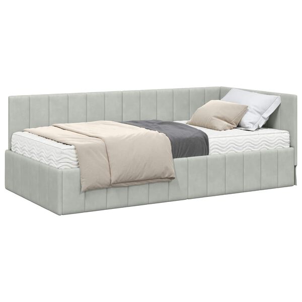 vidaXL Struttura Letto Angolare con Materasso 2 pcs Grigio chiaro