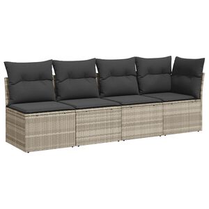 vidaXL Divano da Giardino con Cuscini 4 Posti Grigio Chiaro Polyrattan