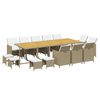 vidaXL Set da Pranzo da Giardino 15 pz con Cuscini in Polyrattan Beige
