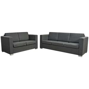 vidaXL 2 Pz Set di Divani in Stoffa Grigio Scuro