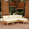 vidaXL Set Salotto da Giardino 4 pz con Cuscini Crema in Legno di Pino