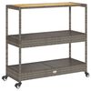 vidaXL Carrello da Bar 3 Livelli Grigio Polyrattan e Massello Acacia