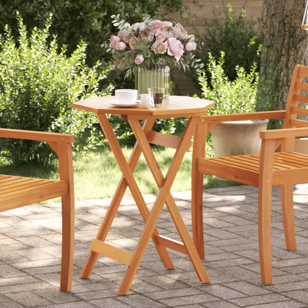 vidaXL Tavolo da Giardino Pieghevole Ø60x75cm Legno Massello di Acacia