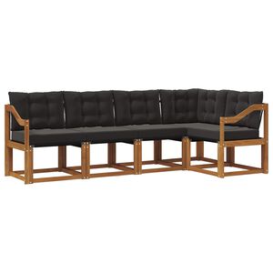 vidaXL Set di divani da esterno 5 pz Naturale e Nero