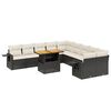 vidaXL Set Divani da Giardino 11 pz con Cuscini in Polyrattan Nero