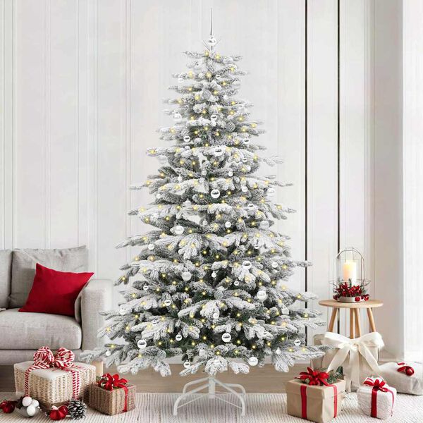 vidaXL Albero di Natale Artificiale con Rami Pieghevoli Bianco 240 cm