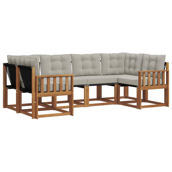 vidaXL Set di divani da esterno 6 pcs Grigio Naturale e Chiaro