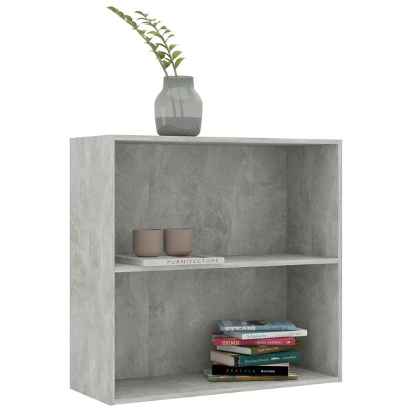 vidaXL Libreria 2 Ripiani Grigio Cemento 80x30x76,5 Legno Multistrato