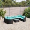 vidaXL Set Divani da Giardino 10pz con Cuscini in Polyrattan Nero