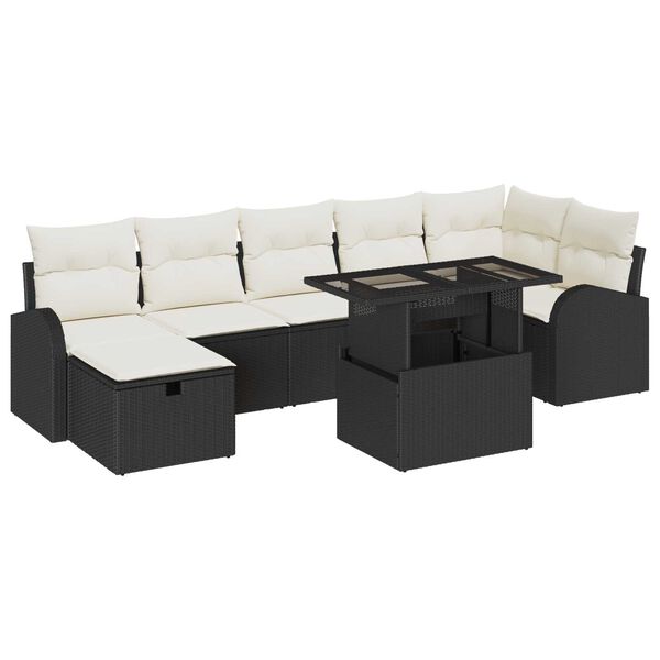 vidaXL Set Divano da Giardino con cuscino 8 pcs Nero Poly Rattan