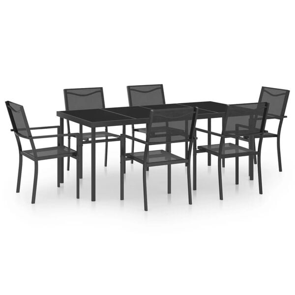 vidaXL Set da Pranzo da Giardino 7 pz in Acciaio