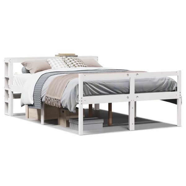 vidaXL Letto Anziani con Testiera Bianco 140x200cm Legno Massello Pino