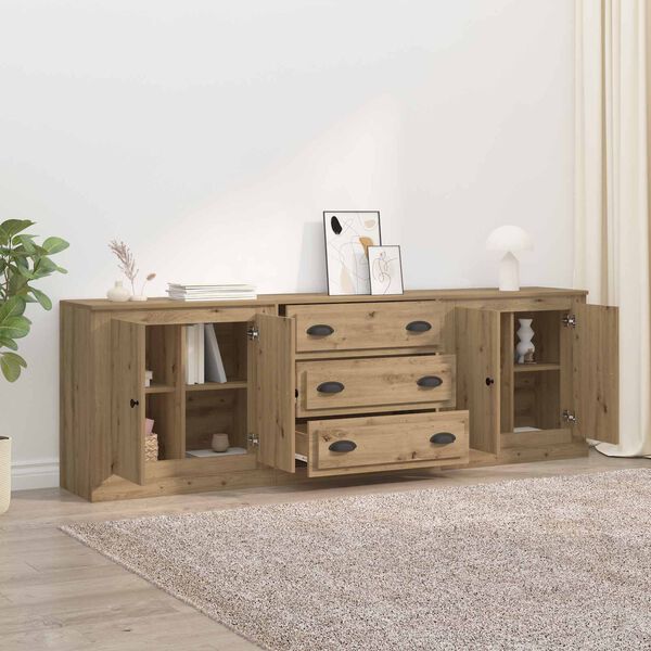 vidaXL Sideboards 3 pcs Rovere Artigianale 210 x 35,5 x 67,5 cm