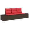 vidaXL Set di divani con cuscino 3 pcs Marrone polyrattan
