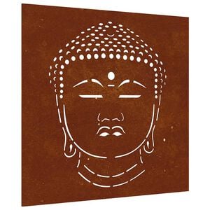 vidaXL Decorazione Muro Giardino 55x55 cm Testa Buddha Acciaio Corten