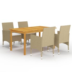 vidaXL Set Mobili da Pranzo per Giardino 5 pz Beige