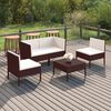 vidaXL Set Divani da Giardino 5 pz con Cuscini in Polyrattan Marrone