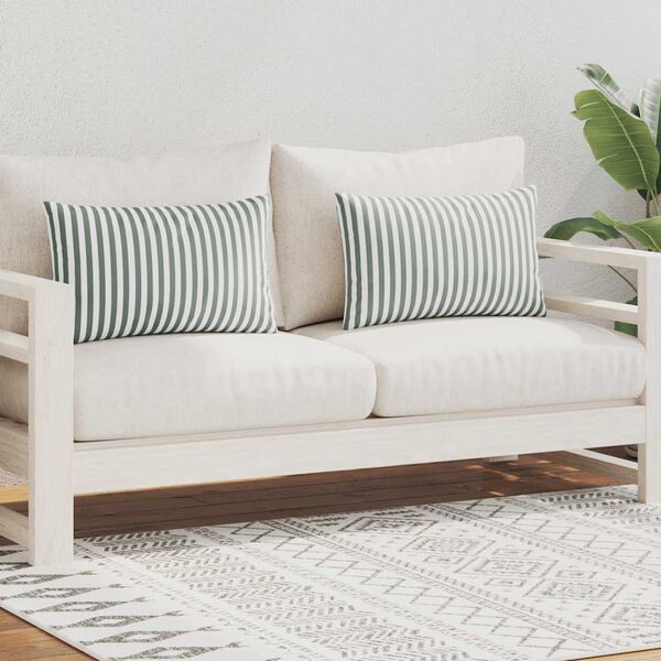 vidaXL Cuscini da Esterno 2 pz Stampa a Righe 60x40 cm Grigi