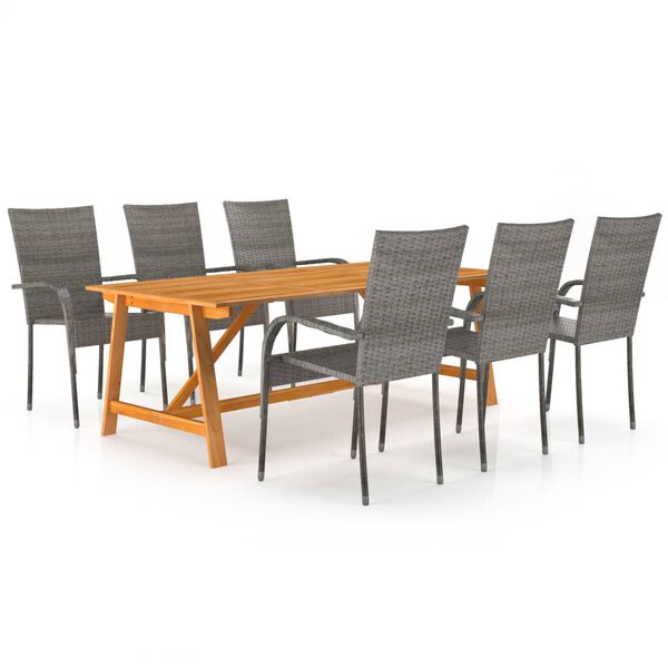 vidaXL Set da Pranzo da Giardino 7 pz Grigio