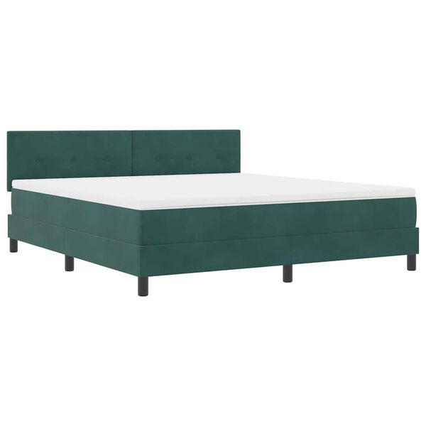 vidaXL Letto a molle con materasso Verde Scuro 180 x 200 cm Velluto