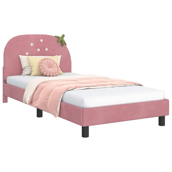 vidaXL Struttura letto bambini con testata Rosa 90 x 200 cm Velluto