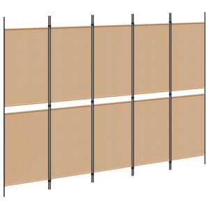 vidaXL Paravento a 5 Pannelli Beige 250 x 180 cm Tessuto