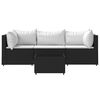 vidaXL Set Divani da Giardino 4 pz con Cuscini Nero in Polyrattan