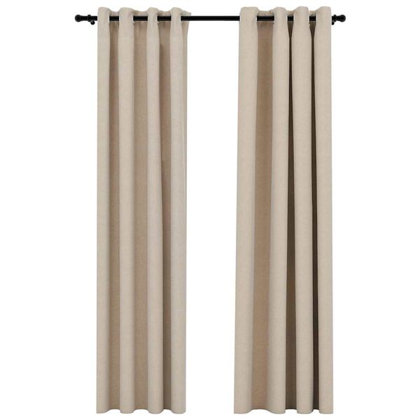 vidaXL Tende Oscuranti Effetto Lino con Occhielli 2 pz Beige 140x245cm