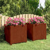 vidaXL Fioriere con Gambe 2pz Ruggine 50x50x50 cm Acciaio Corten