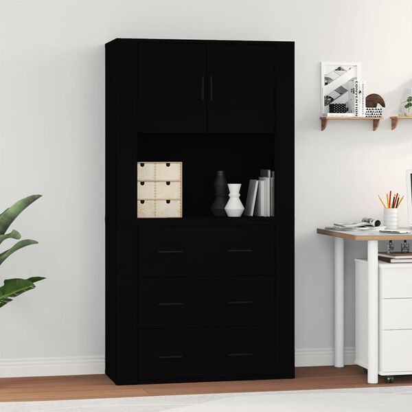 vidaXL Credenza Nera in Legno Multistrato