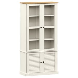 vidaXL Vetrina VIGO 85x35x170 cm in Legno Massello di Pino Bianco