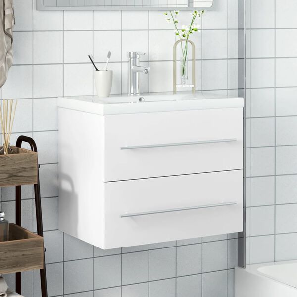 vidaXL Mobile da Bagno con Lavabo Bianco