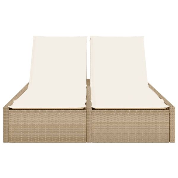 vidaXL Lettino Prendisole con Cuscini Beige in Polyrattan