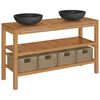 vidaXL Armadietto da Bagno in Legno di Teak con Lavabi in Marmo Nero