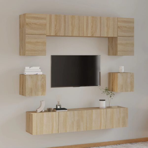 vidaXL Set Mobili Porta TV 8pz Rovere Sonoma in Legno Multistrato