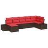 vidaXL Set Divano da Giardino 7 pz Marrone e Rosso polyrattan