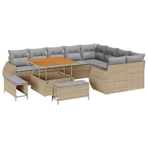 vidaXL Set Divano da Giardino 12 pcs Beige polyrattan