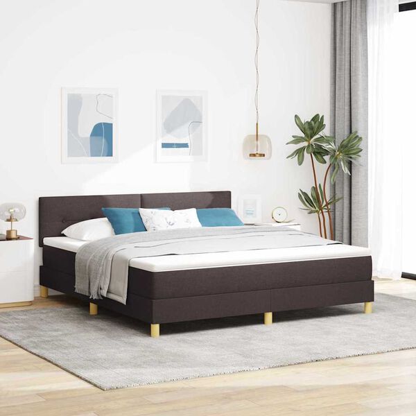 vidaXL Letto box spring con materasso Marrone scuro 180 x 200 cm