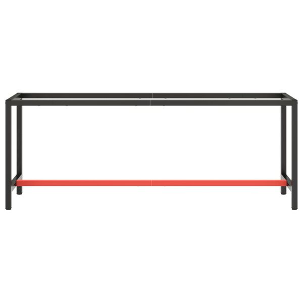 vidaXL Telaio Banco da Lavoro Nero e Rosso Opaco 210x50x79 cm Metallo