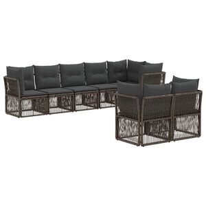 vidaXL Set Divano da Giardino 8 pz Grigio polyrattan